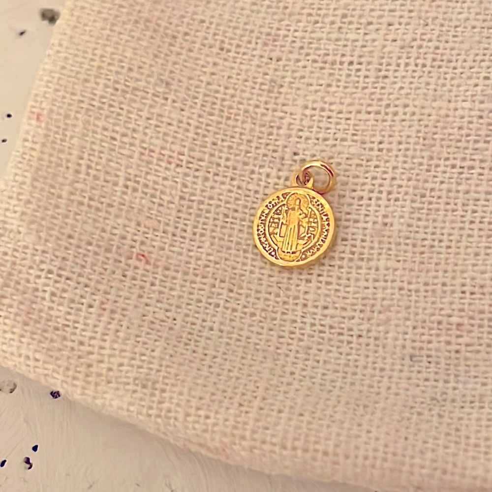 Tiny 18k gold charm - sterling silver, gold plated (not solid gold) religious